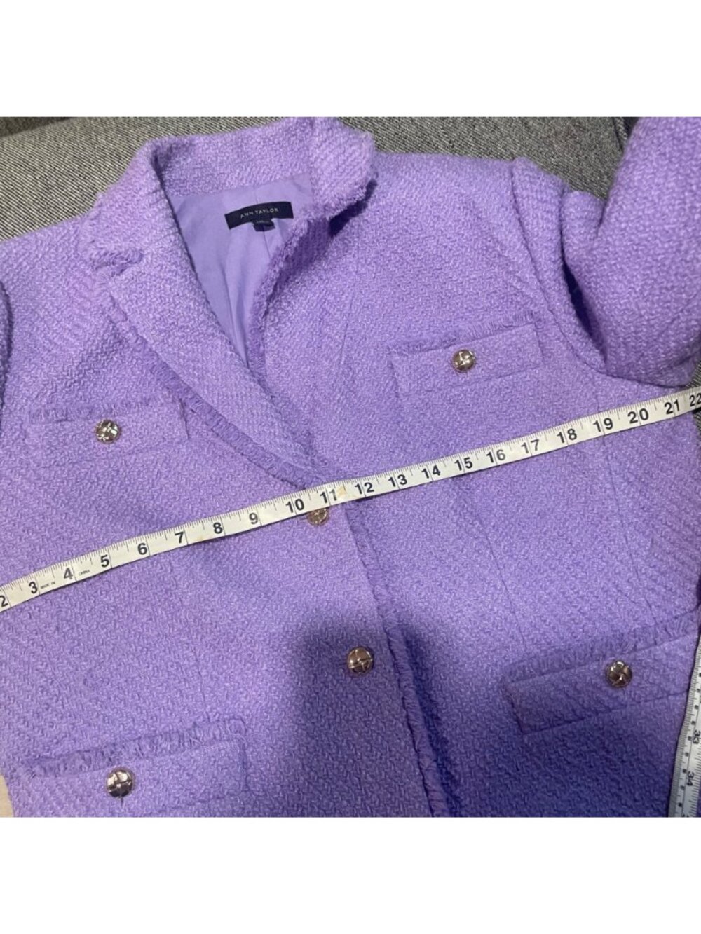 Ann Taylor  Tweed Jacket Lily Lavender - Picture 7 of 8
